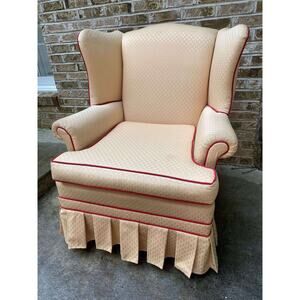 Wingback Chair With Queen Anne Legs, No Shipping